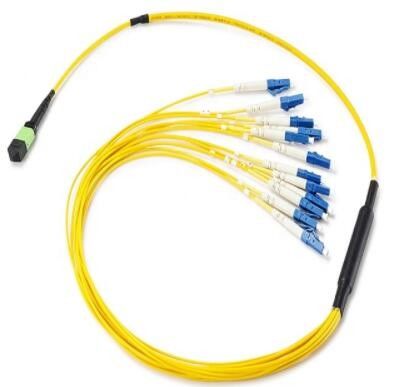 12 Core MPO Fiber Optic Connector , MTP To LC Fiber Optic Patch Cable