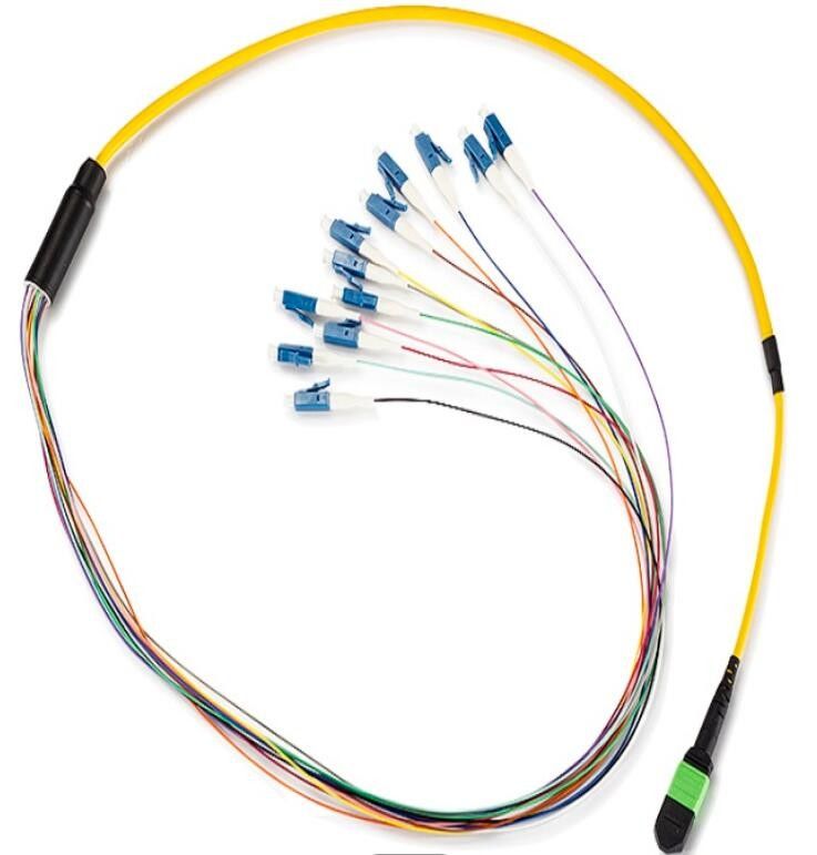 MTP To LC MPO Patch Cable , Dia 0.9mm PVC MPO Fiber Optic Cable 12 Core