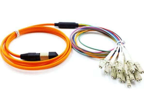 Multimode Fiber Optic MPO 0.9mm MPO To LC Cable With 55dB Return Loss