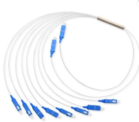 Mini 2x8 Fiber Optic Splitter Stainless Steel Tube Type SC / PC UPC