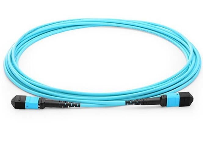 10g 광섬유는 LSZH 물질 MPO 8 핵심에게 여성 다중 모드 OM3 트렁크 섬유를 보냅니다